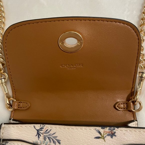 Coach Cream and Gold Mini Bag with Floral Design - Picture 8 of 8